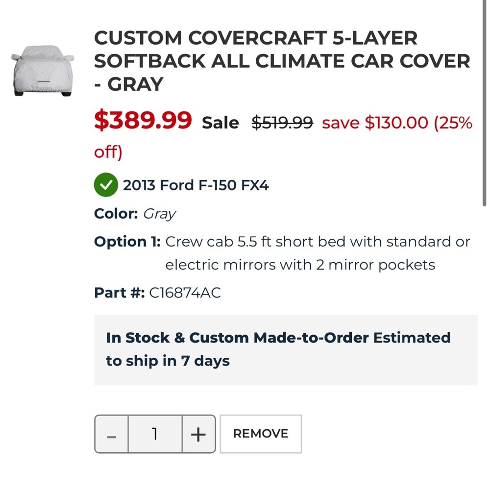 Gray Car Cover for Ford F-150